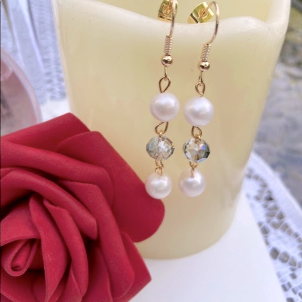 Pearl and Crystal Earrings. New. Cornerstone Jewels.